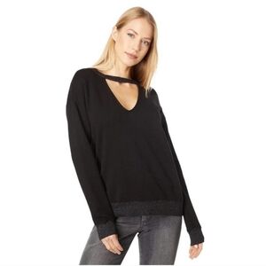 N:Philanthropy Black Gray Cut Out V Neck Pria Sweatshirt NWT Size XS